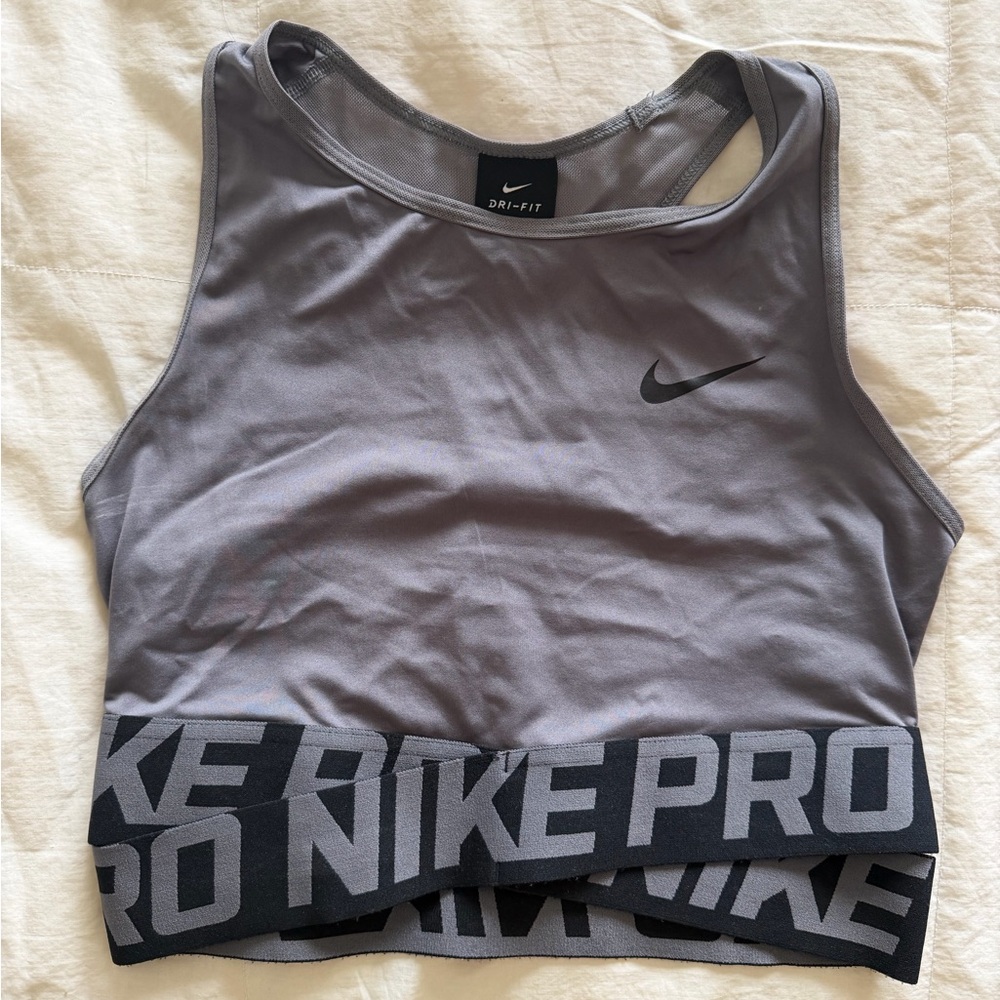 Nike Dri-FIT Light Gray Sports Top sports bra sheer back